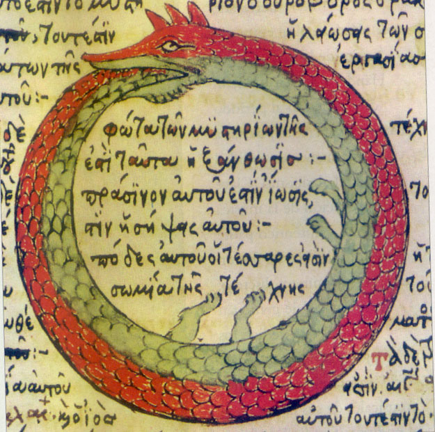 Ouroboros snake eating its own tail